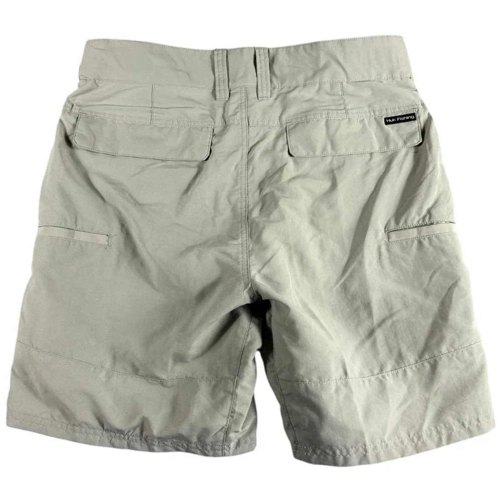 Huk Fishing Shorts Men's Medium Tan Workwear Lightweight Performance Outdoors